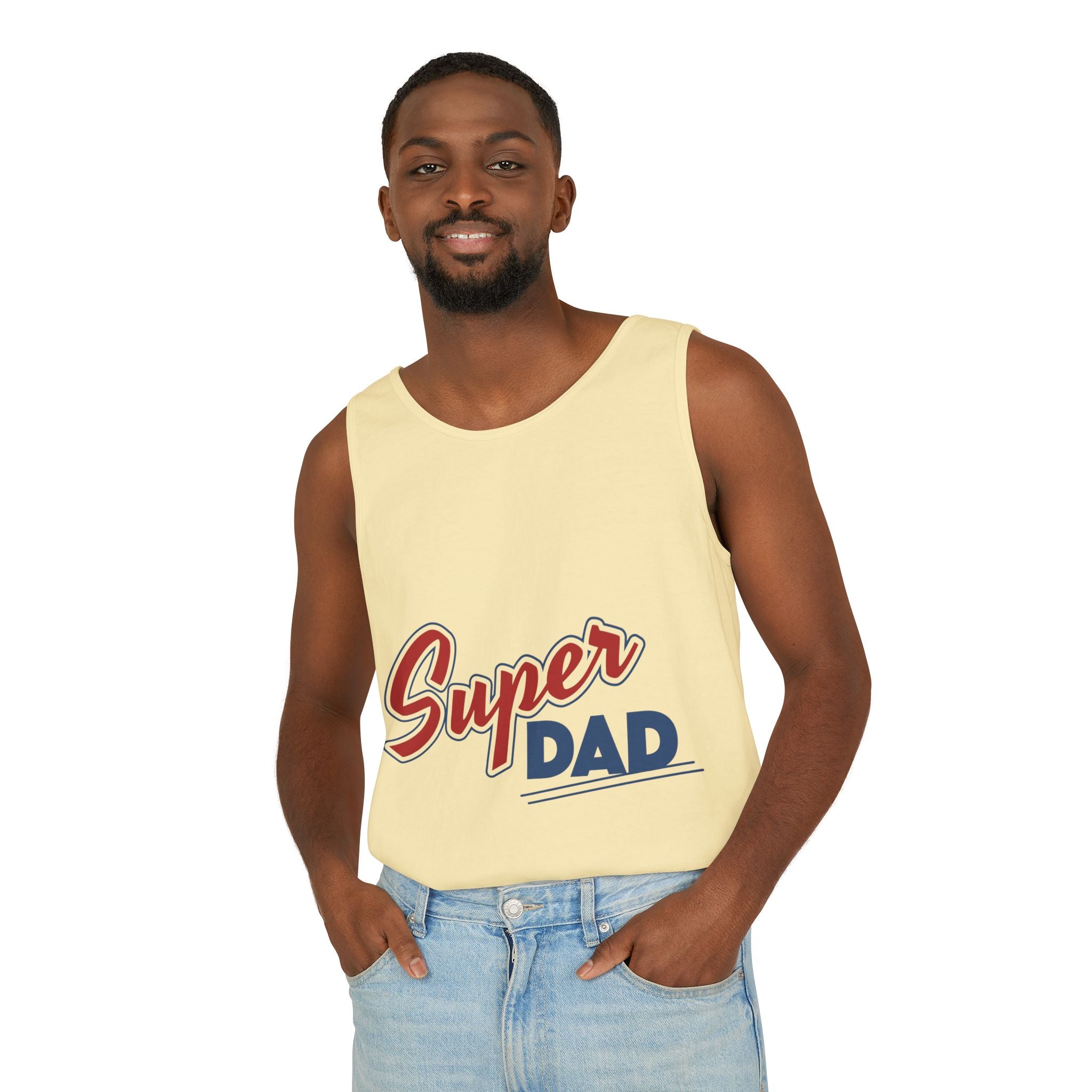 Super Dad Unisex Garment-Dyed Tank Top, Father's Day Gift, Casual Summer Wear, Relaxed Fit, Dad Appreciation Apparel