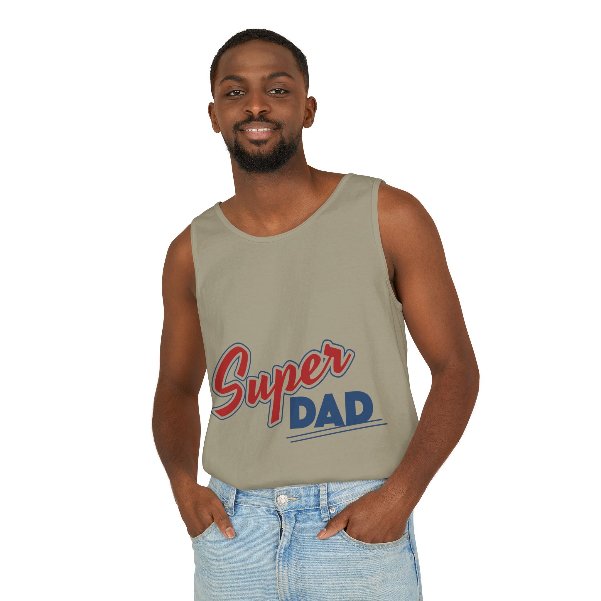 Super Dad Unisex Garment-Dyed Tank Top, Father's Day Gift, Casual Summer Wear, Relaxed Fit, Dad Appreciation Apparel