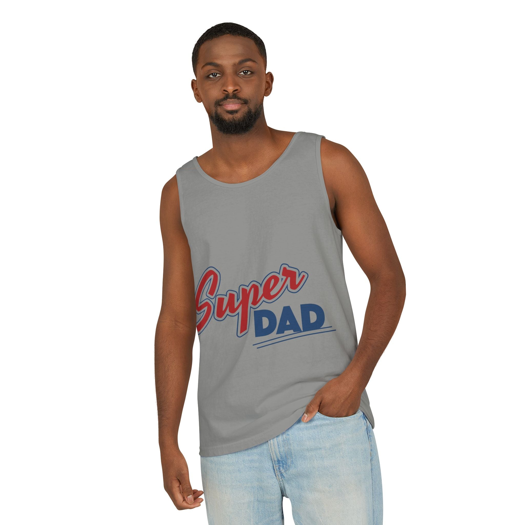 Super Dad Unisex Garment-Dyed Tank Top, Father's Day Gift, Casual Summer Wear, Relaxed Fit, Dad Appreciation Apparel