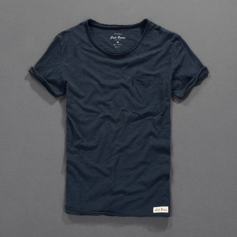 Men's T-shirt Thin Cotton Solid Color Short Sleeve
