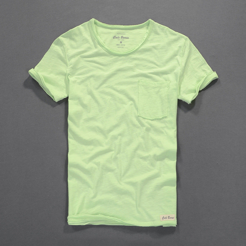 Men's T-shirt Thin Cotton Solid Color Short Sleeve