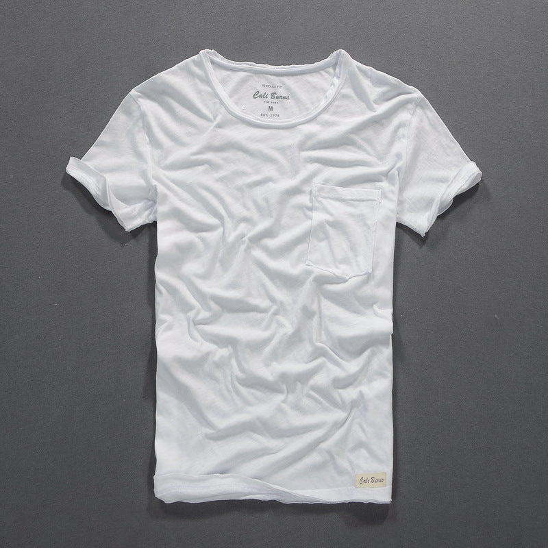 Men's T-shirt Thin Cotton Solid Color Short Sleeve