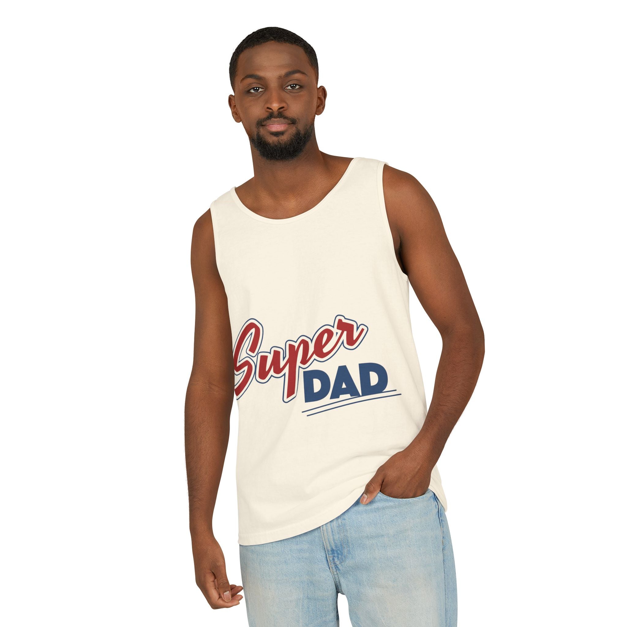 Super Dad Unisex Garment-Dyed Tank Top, Father's Day Gift, Casual Summer Wear, Relaxed Fit, Dad Appreciation Apparel