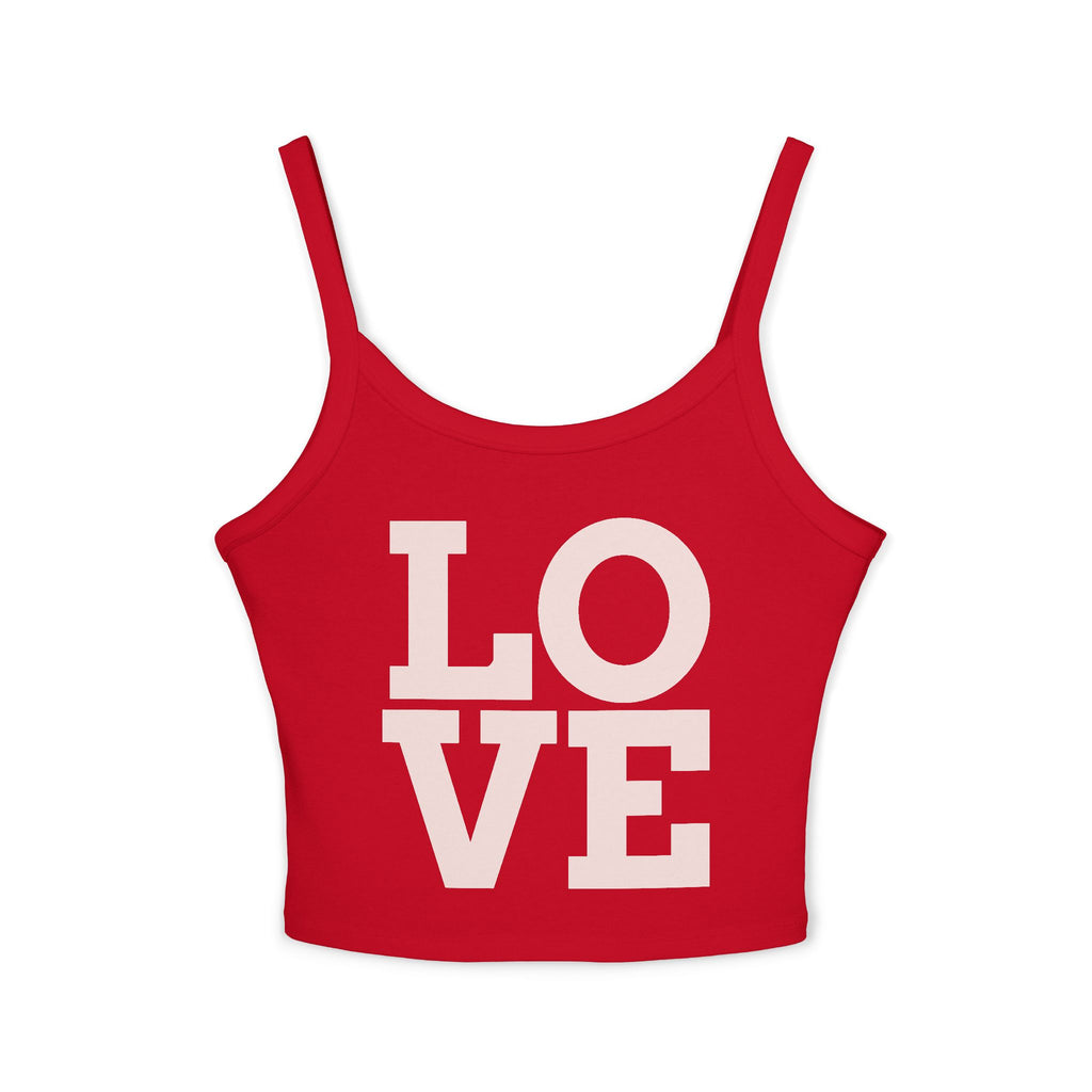 Cute Love Spaghetti Strap Tank Top, Summer Fashion, Casual Wear, Gift for Her, Birthday Gift, Beach Day Top, Blue Tank