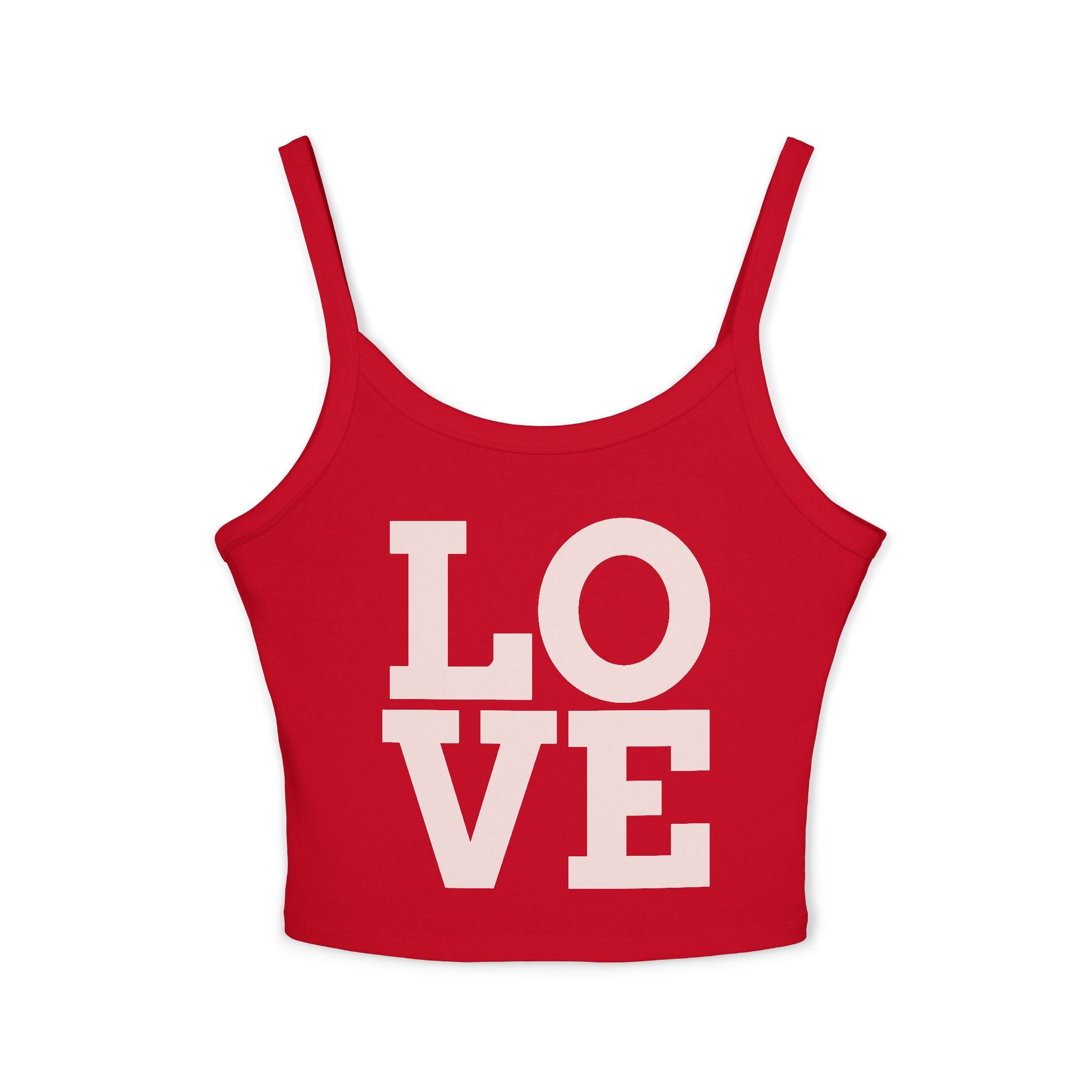 Cute Love Spaghetti Strap Tank Top, Summer Fashion, Casual Wear, Gift for Her, Birthday Gift, Beach Day Top, Blue Tank