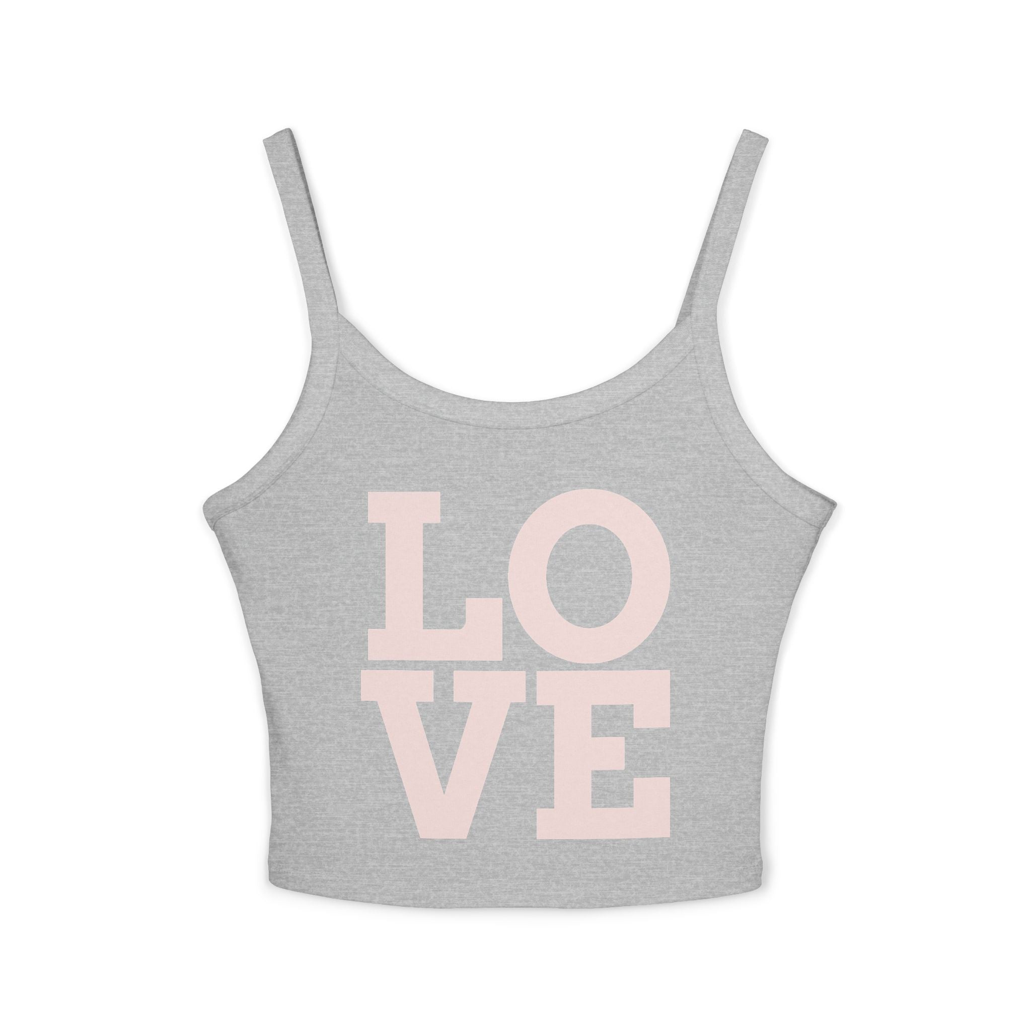 Cute Love Spaghetti Strap Tank Top, Summer Fashion, Casual Wear, Gift for Her, Birthday Gift, Beach Day Top, Blue Tank