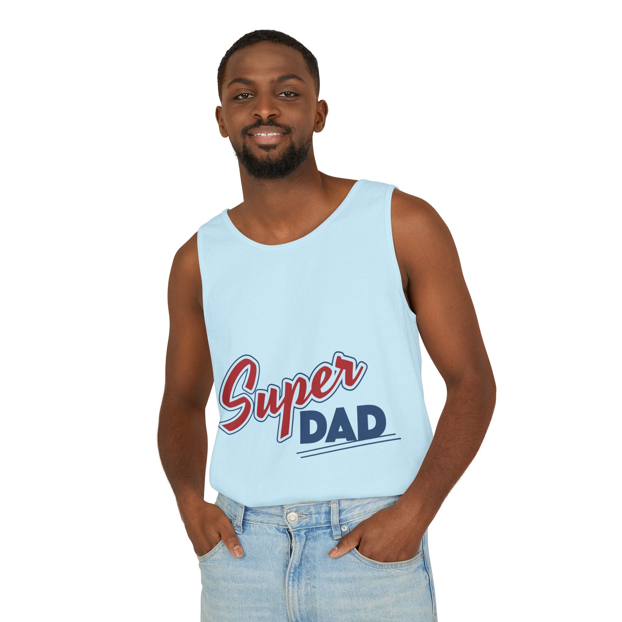 Super Dad Unisex Garment-Dyed Tank Top, Father's Day Gift, Casual Summer Wear, Relaxed Fit, Dad Appreciation Apparel