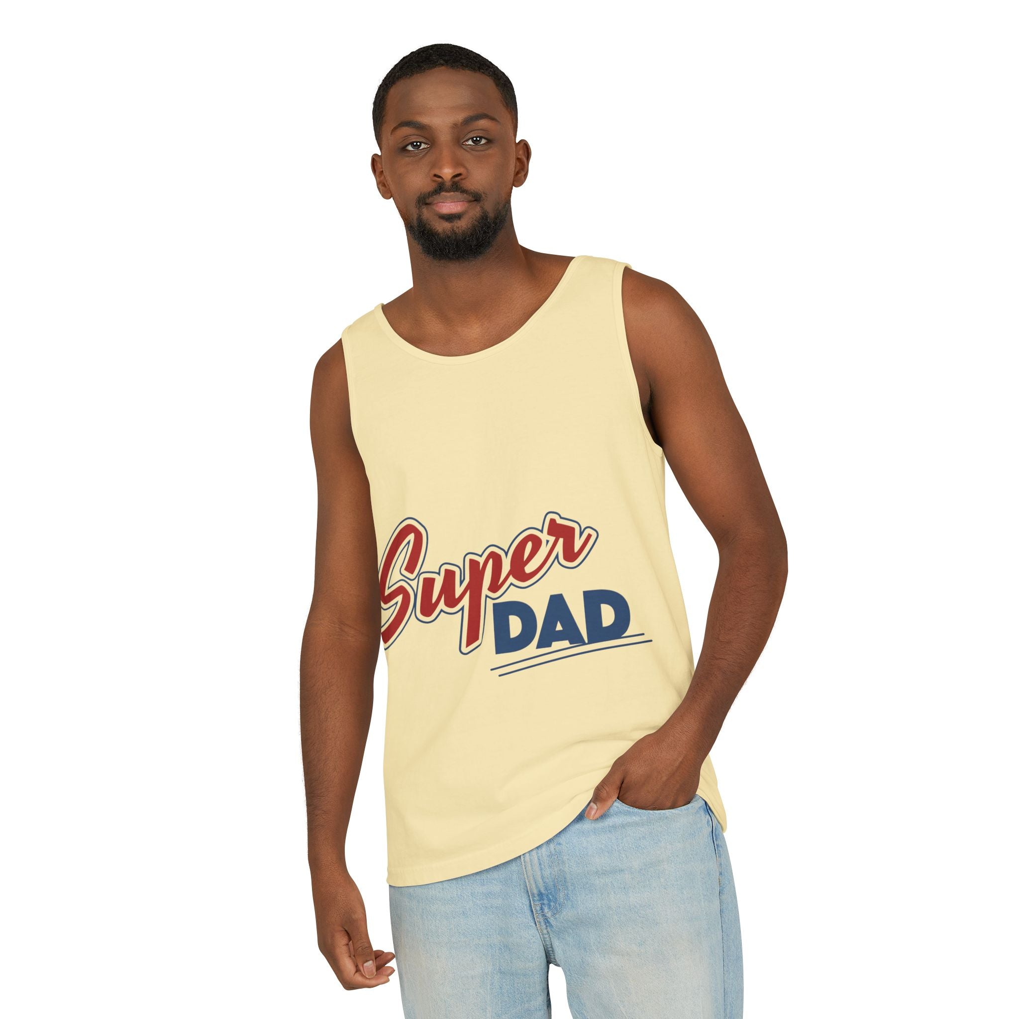 Super Dad Unisex Garment-Dyed Tank Top, Father's Day Gift, Casual Summer Wear, Relaxed Fit, Dad Appreciation Apparel