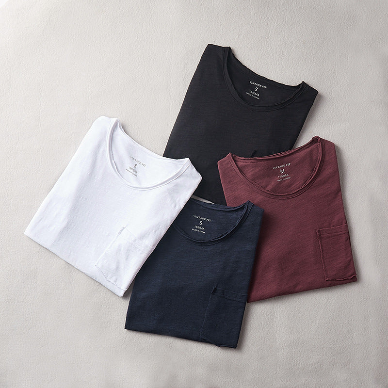 Men's T-shirt Thin Cotton Solid Color Short Sleeve