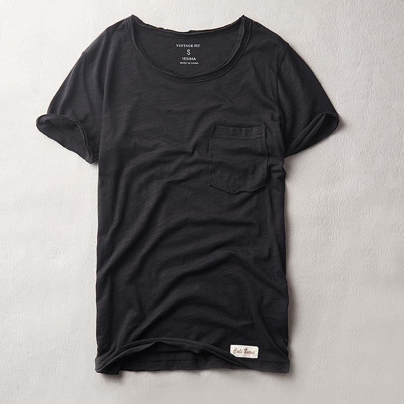 Men's T-shirt Thin Cotton Solid Color Short Sleeve