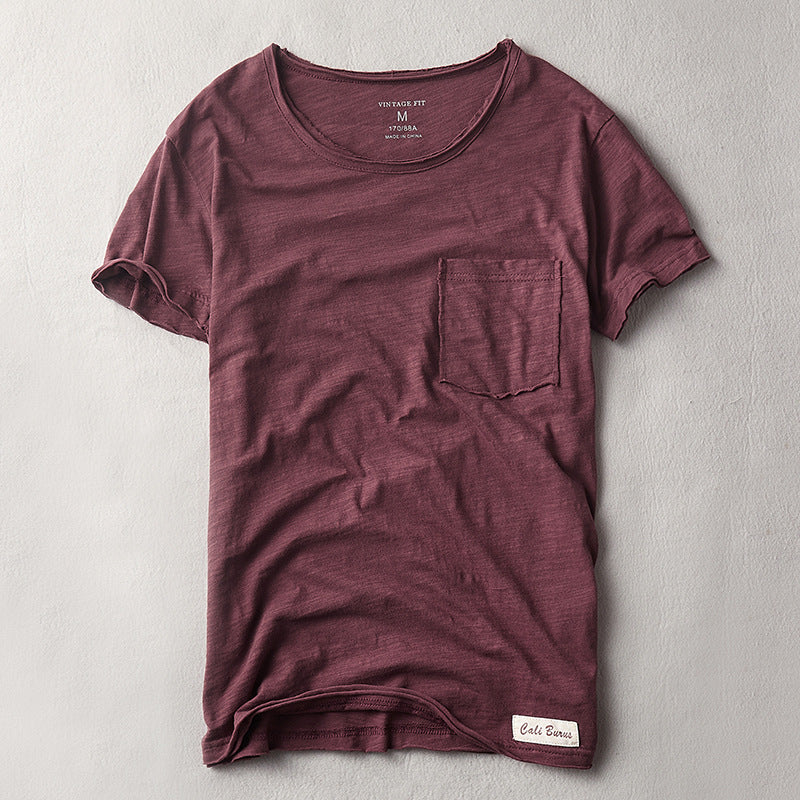 Men's T-shirt Thin Cotton Solid Color Short Sleeve